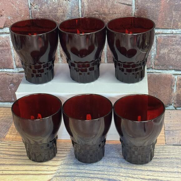Anchor Hocking Other - Vintage‎ Anchor Hocking Royal Ruby Red Windsor Glass Tumblers Set of 6 Art Deco
